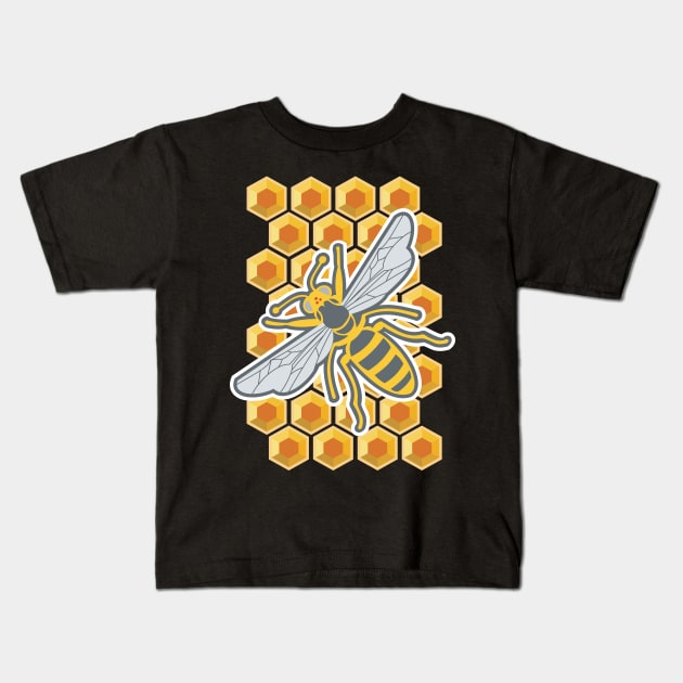 Honeycomb bee Kids T-Shirt by evisionarts